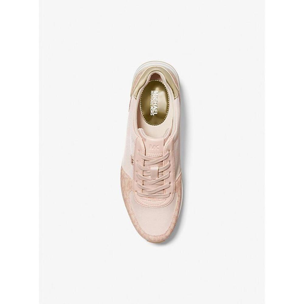 Michael Kors Monique Trainer Ballet 7.5 M Metallic Textile Lace-Up Signature NEW - Picture 4 of 8
